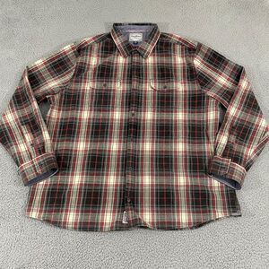 Flag and Anthem Flannel Men XXL Red Plaid Button Down Shirt‎